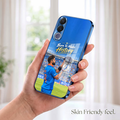 Vivo V70 FE 5G Born TO Make History Blue Electroplated Glass Phone Back Case