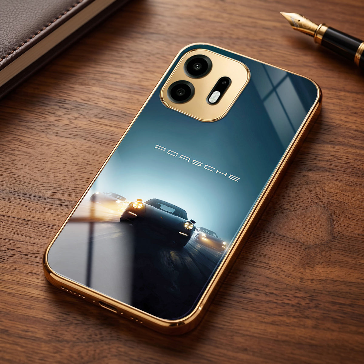 OnePlus N6 5G Porsche Luxury Gold Electroplated Glass Phone Back Case