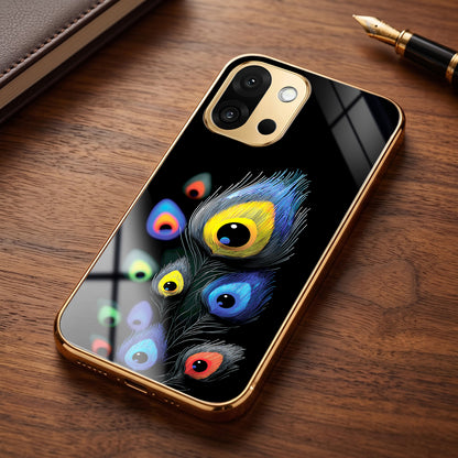 OnePlus 13s 5G Multi-Feather Peacock Gold Electroplated Glass Phone Back Case