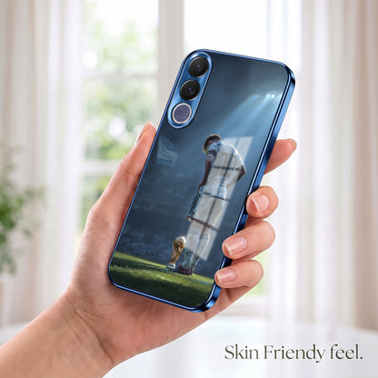 Vivo V70 FE 5G Football Champion Blue Electroplated Glass Phone Back Case