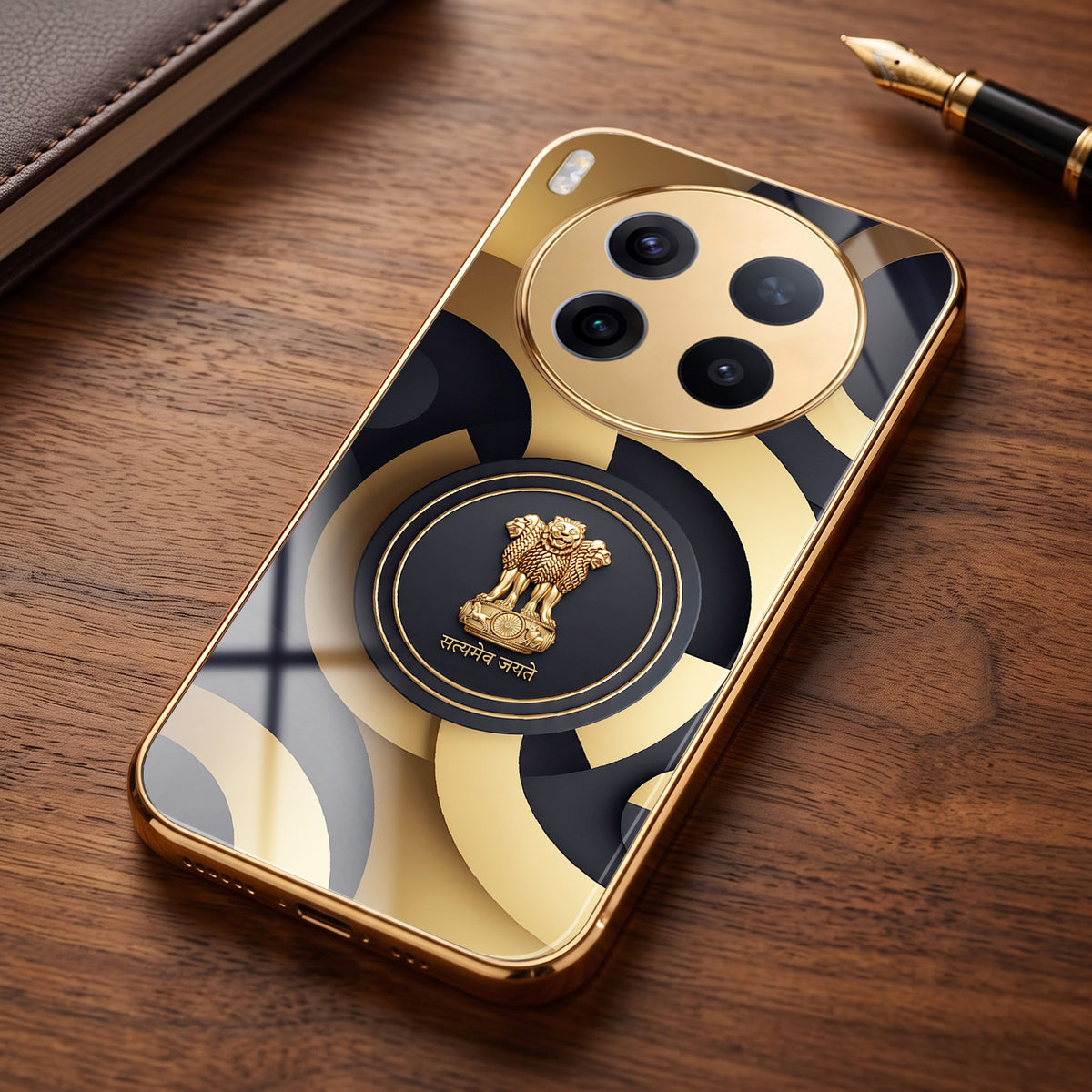 Vivo X300 Pro 5G Royal Emblem Gold Electroplated Glass Phone Back Case