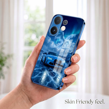 Vivo V60 5G Ice Dragon GT Blue Electroplated Glass Phone Back Case