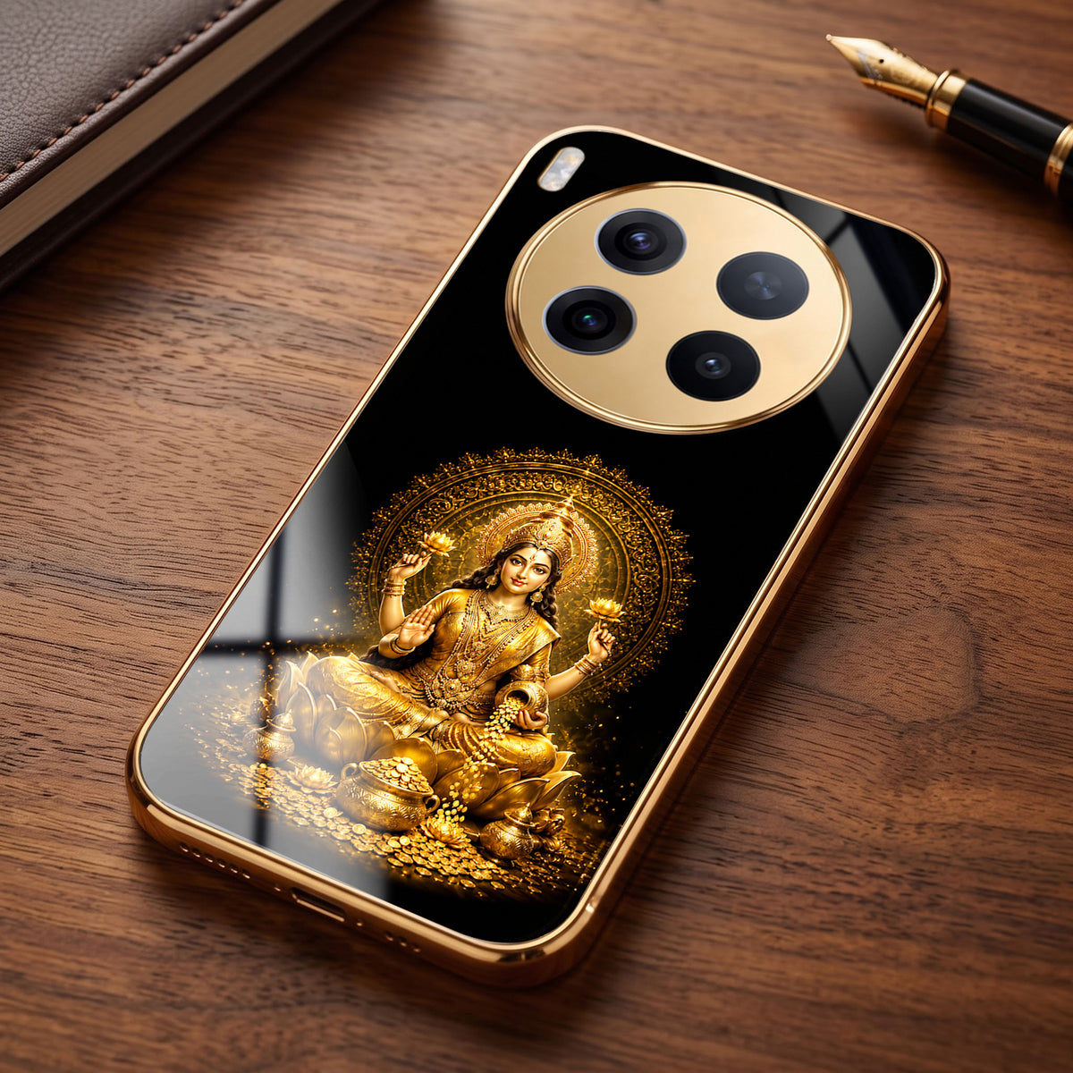 Vivo X300 Pro 5G  Golden Maa Lakshmi Gold Electroplated Glass Phone Back Case