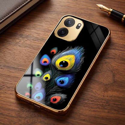 OnePlus Nord CE6 5G Multi-Feather Peacock Gold Electroplated Glass Phone Back Case