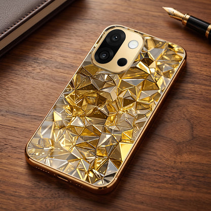 OnePlus 13s 5G Golden Diamond Shatter Gold Electroplated Glass Phone Back Case