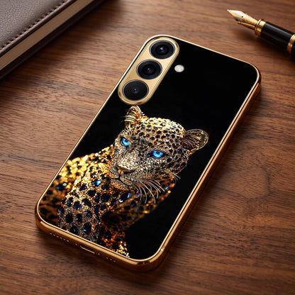 Samsung Galaxy A36 5G Panther Gold Electroplated Glass Phone Back Case