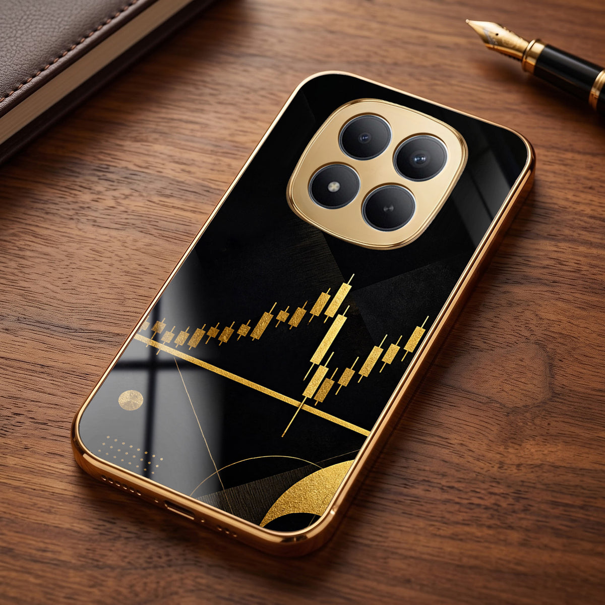 Redmi Note 15 Pro Plus 5G Trading Candles Gold Electroplated Glass Phone Back Case