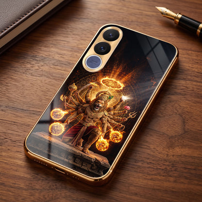 Vivo V70 FE 5G Lord Narasimha Gold Electroplated Glass Phone Back Case