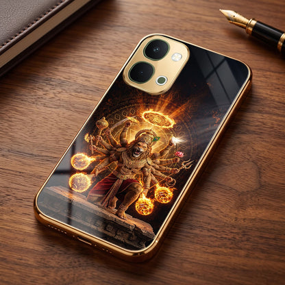 Vivo Y51 Pro 5G Lord Narasimha Gold Electroplated Glass Phone Back Case