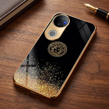 Vivo V50 5G Medusa Head Gold Electroplated Glass Phone Back Case