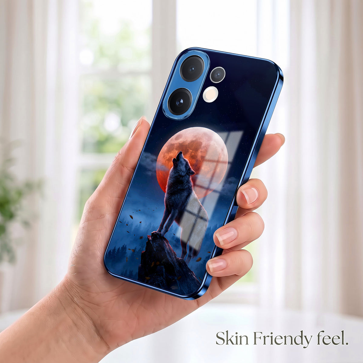 Vivo V60 5G Lunar Wolf Blue Electroplated Glass Phone Back Case