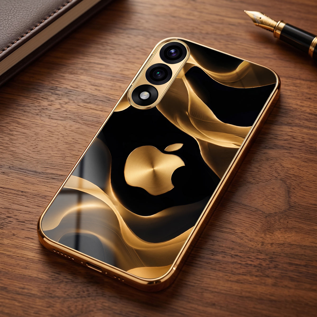 OnePlus Nord 5 5G Luxury Wave Gold Electroplated Glass Phone Back Case