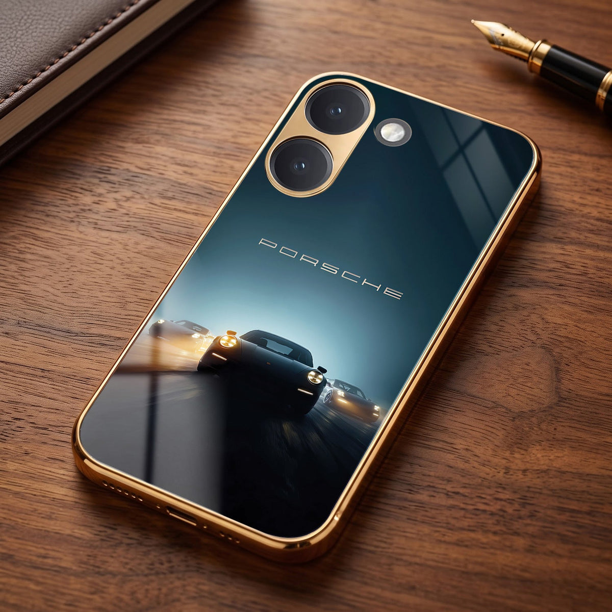 Poco X8 Pro 5G Porsche Luxury Gold Electroplated Glass Phone Back Case