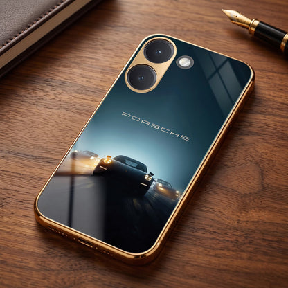 Poco X8 Pro 5G Porsche Luxury Gold Electroplated Glass Phone Back Case