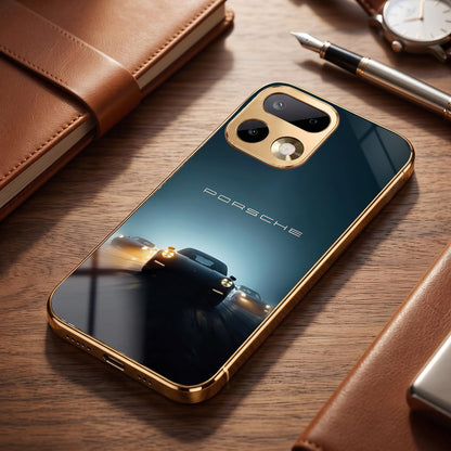 Realme 16 Pro+ 5G Porsche Luxury Gold Electroplated Glass Phone Back Case