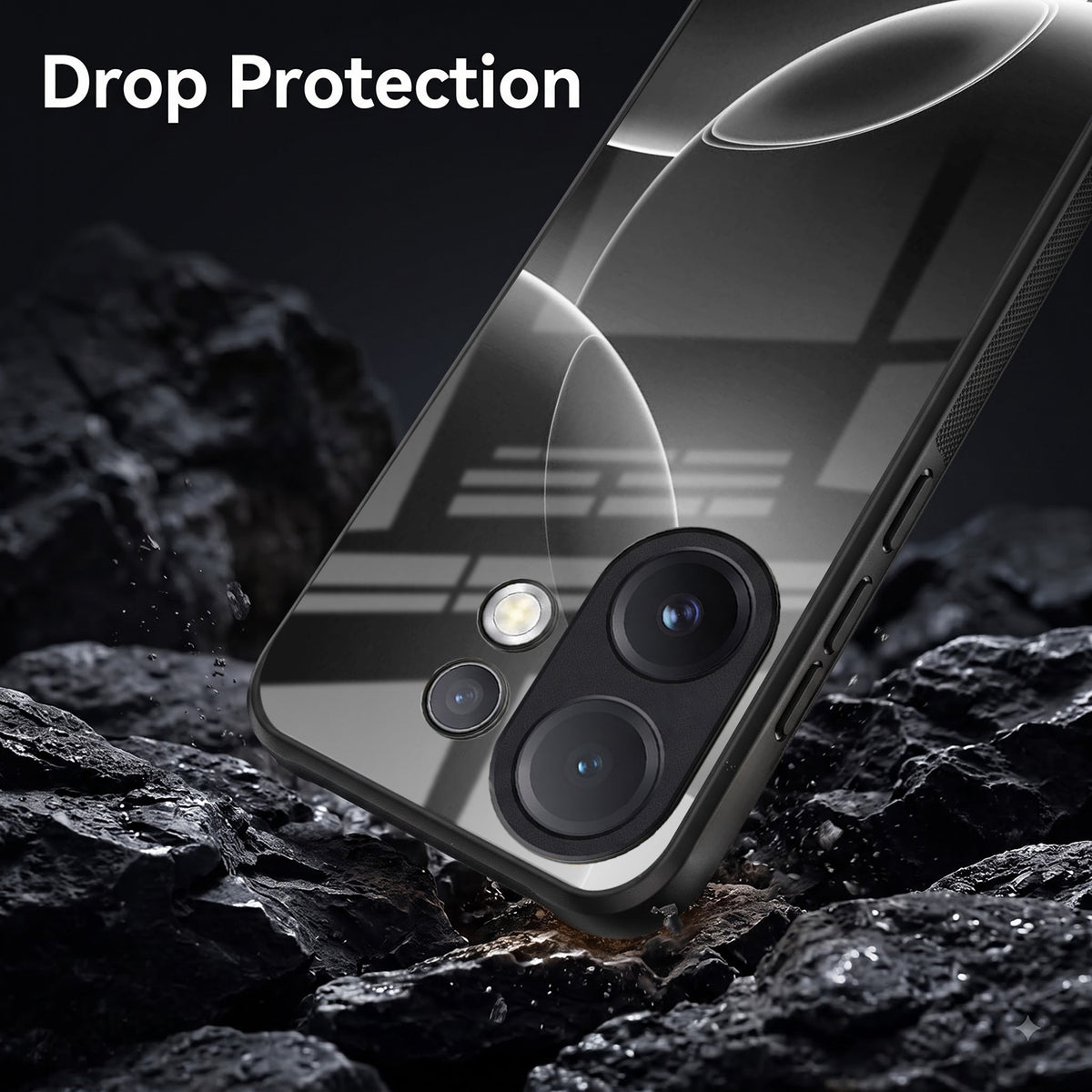 Vivo V60 5G Premium Acrylic Shockproof Glass Back Case (Black Wave)