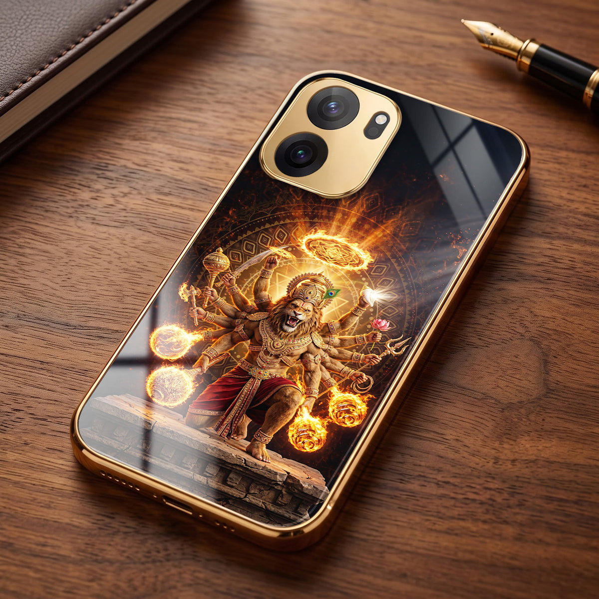 OnePlus Nord CE6 5G Lord Narasimha Gold Electroplated Glass Phone Back Case