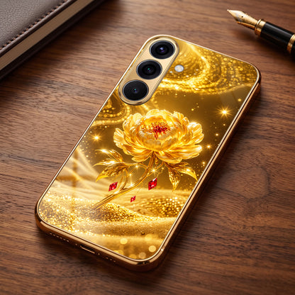 Samsung Galaxy A36 5G Golden Rose Elegance Gold Electroplated Glass Phone Back Case