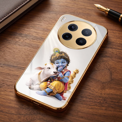 Vivo X300 Pro 5G Bal Krishna Blessings Gold Electroplated Glass Phone Back Case
