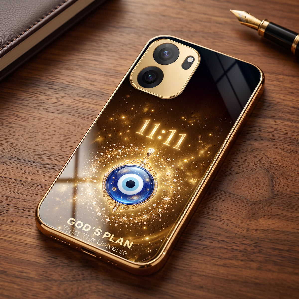 OnePlus Nord CE6 5G God’s Plan Evil Eye Gold Electroplated Glass Phone Back Case