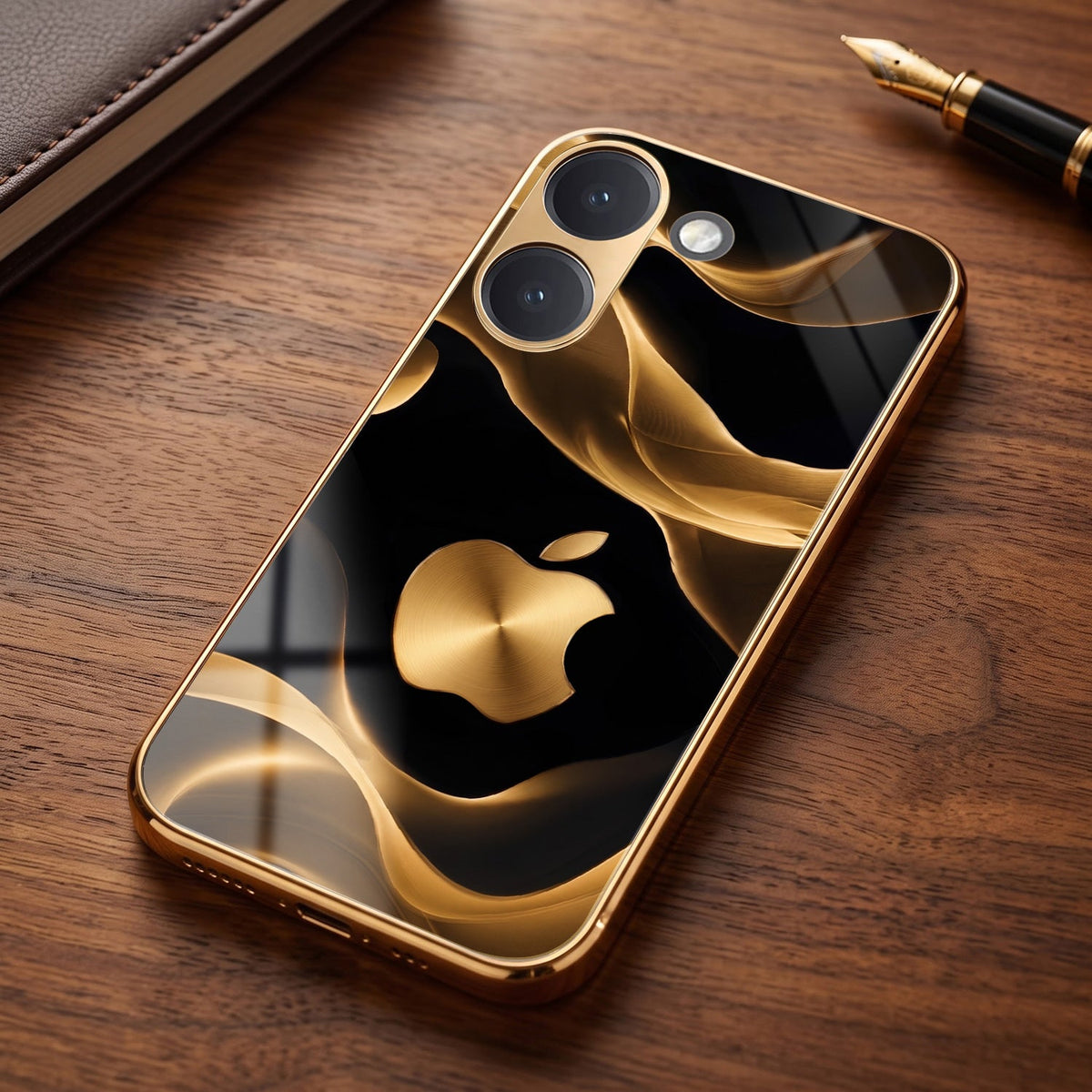 Poco X8 Pro 5G Luxury Wave Gold Electroplated Glass Phone Back Case