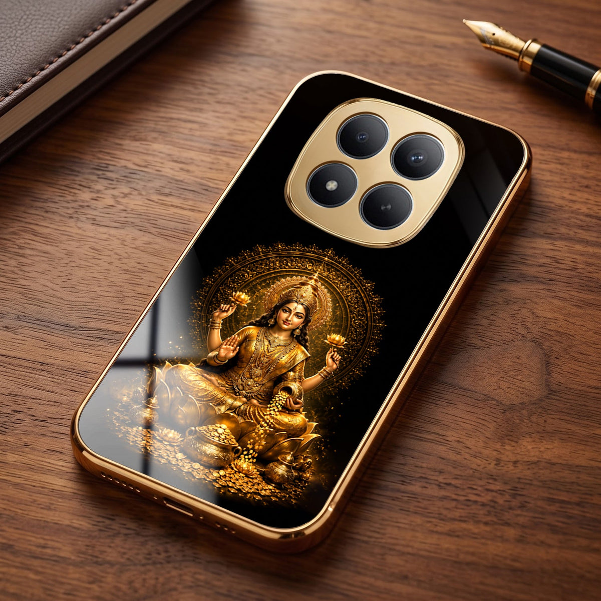 Redmi Note 15 Pro+ 5G Golden Maa Lakshmi Gold Electroplated Glass Phone Back Case