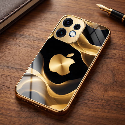 Oppo Reno 16 5G Luxury Wave Gold Electroplated Glass Phone Back Case
