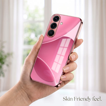 Samsung Galaxy A36 5G Luxury Glossy Wave Pink Electroplated Glass Phone Back Case