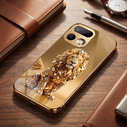 Realme 16 Pro+ 5G Luxury Lion Gold Electroplated Glass Phone Back Case