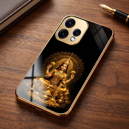 Oppo Reno 15 5G Golden Maa Lakshmi Gold Electroplated Glass Phone Back Case