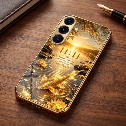 Samsung Galaxy A36 5G 11:11 Manifestation Gold Electroplated Glass Phone Back Case