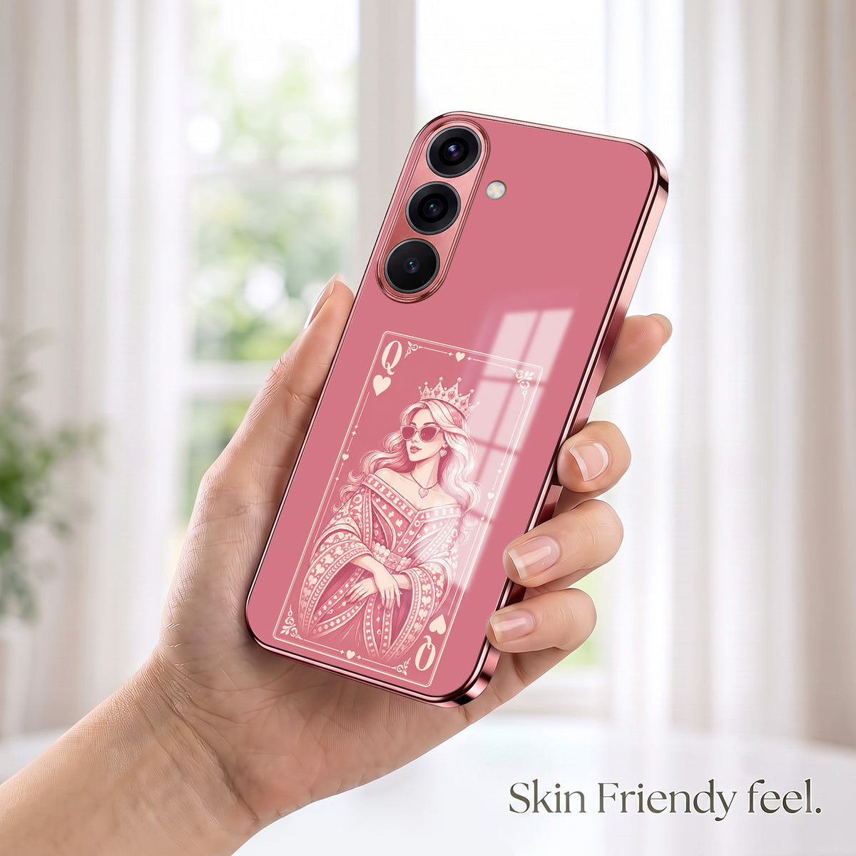 Samsung Galaxy A56 5G Luxury Royal Queen Pink Electroplated Glass Phone Back Case