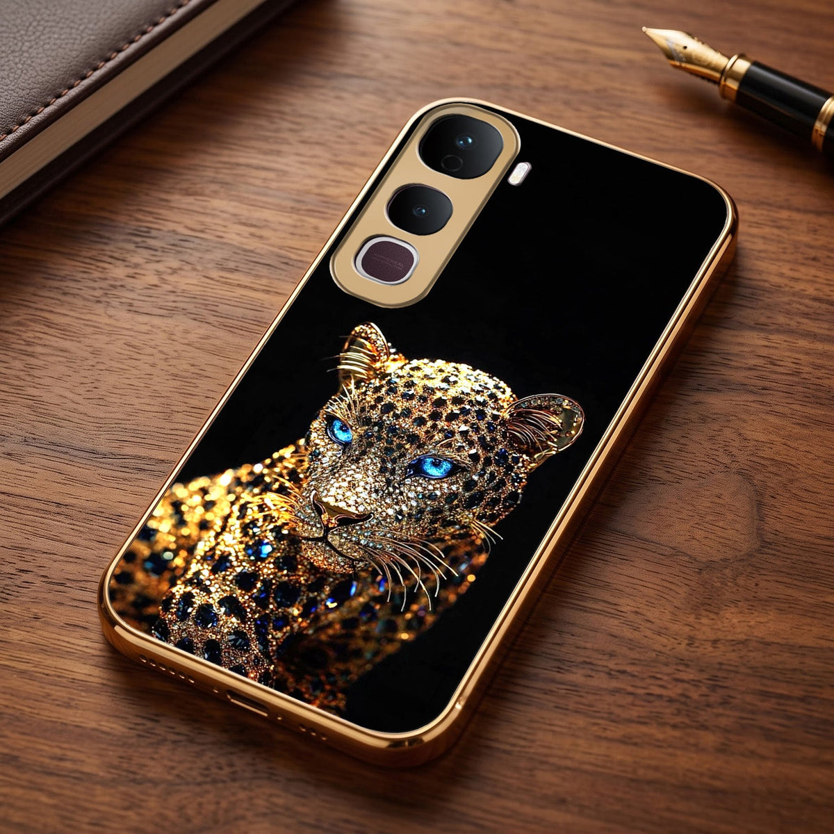 Vivo Y400 Pro 5G Panther Gold Electroplated Glass Phone Back Case