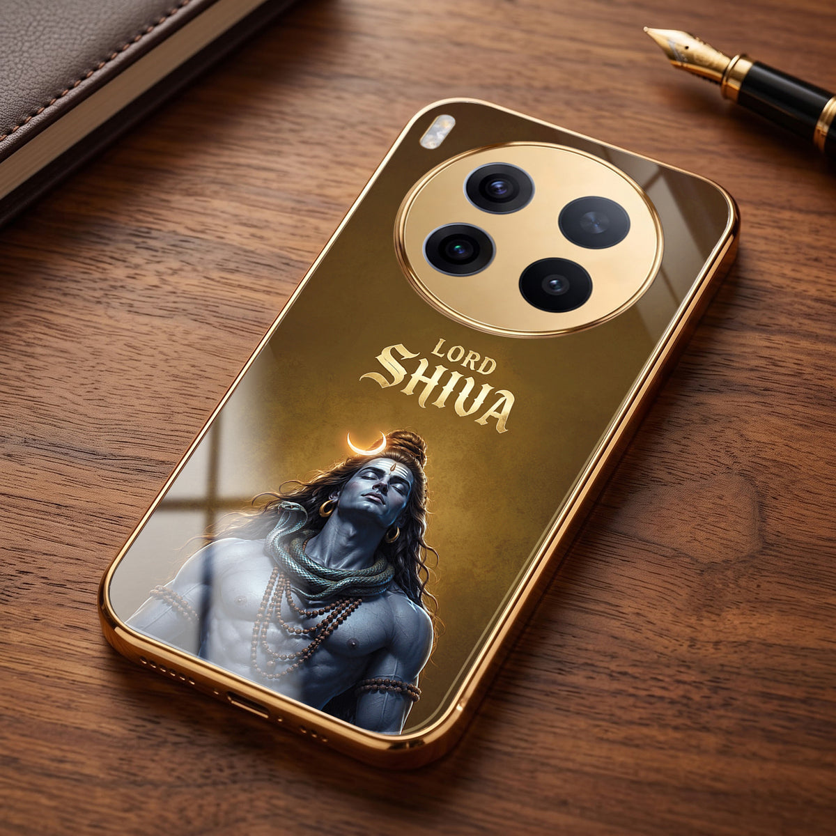 Vivo X300 Pro 5G Lord Shiva Gold Electroplated Glass Phone Back Case