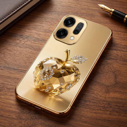 Oppo Reno 14 5G Golden Apple Gold Electroplated Glass Phone Back Case