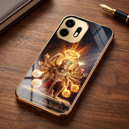 OnePlus N6 5G Lord Narasimha Gold Electroplated Glass Phone Back Case