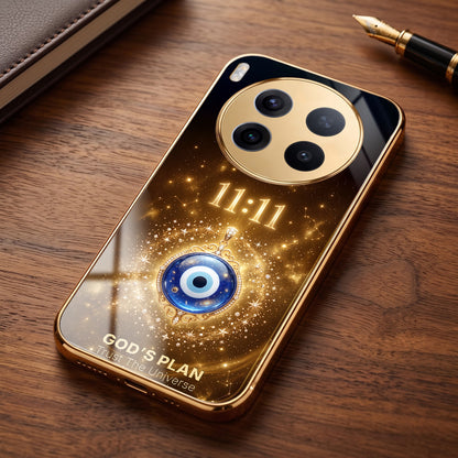Vivo X300 Pro 5G God’s Plan Evil Eye Gold Electroplated Glass Phone Back Case