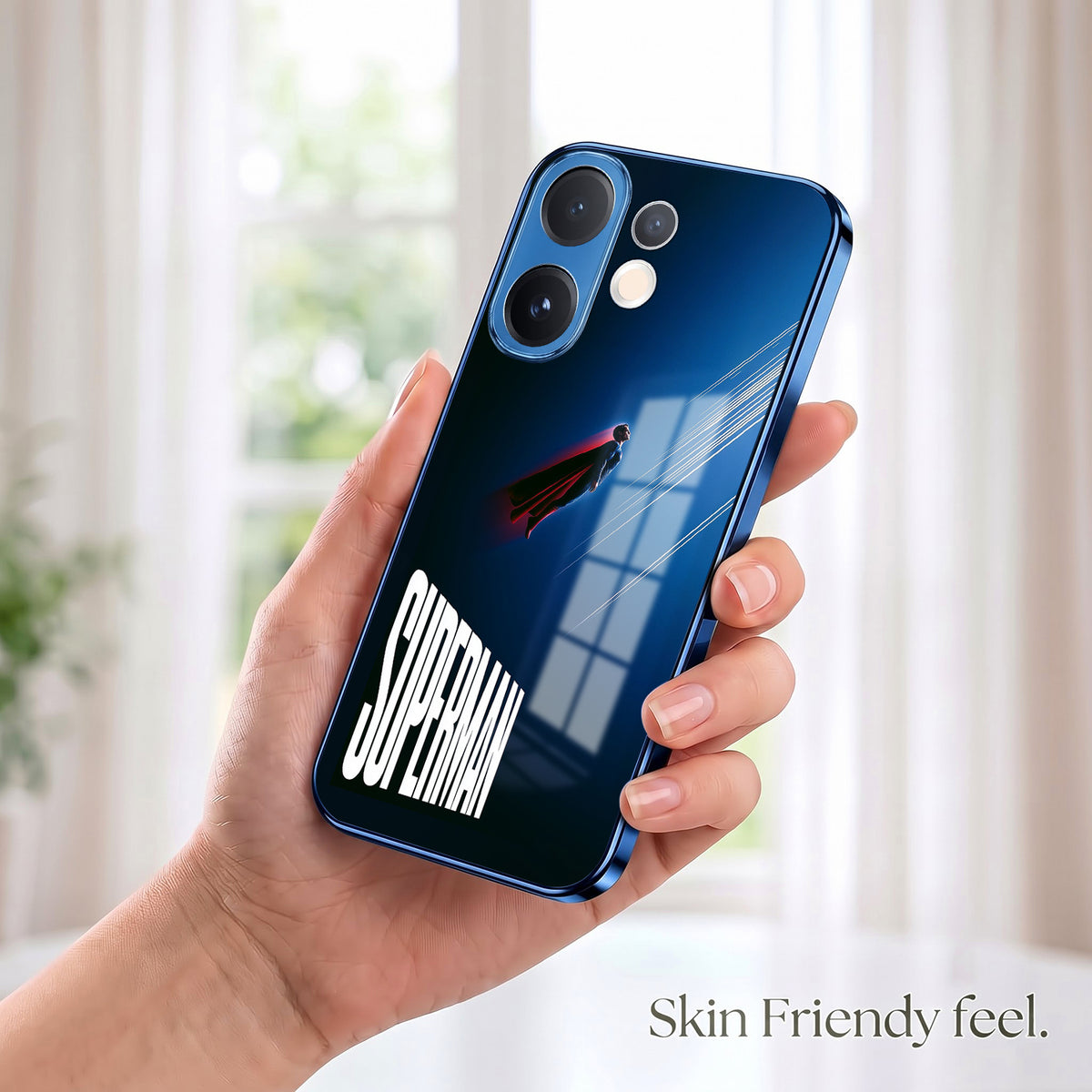 Vivo V60 5G Superman Blue Electroplated Glass Phone Back Case