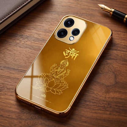 Oppo Reno 15 5G Shree Lakshmi Divine Gold Electroplated Glass Phone Back Case