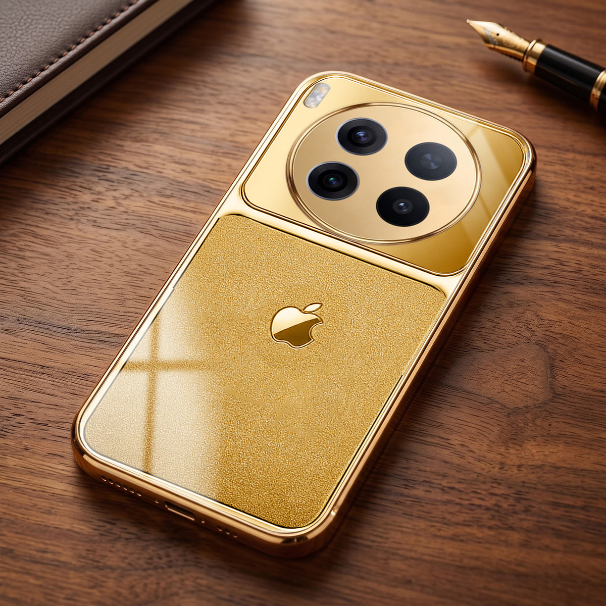 Vivo X300 Pro 5G Royal Touch Apple Gold Electroplated Glass Phone Back Case