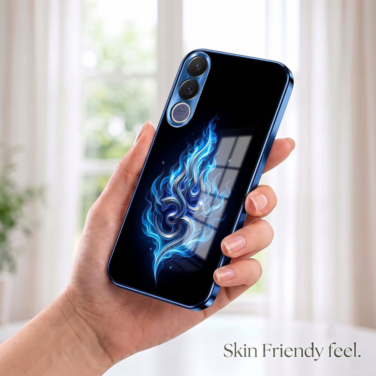 Vivo V70 FE 5G Blue Flame OM Blue Electroplated Glass Phone Back Case