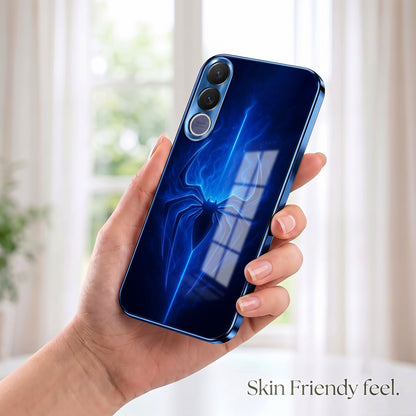 Vivo V70 FE 5G Neon Spider Blue Electroplated Glass Phone Back Case