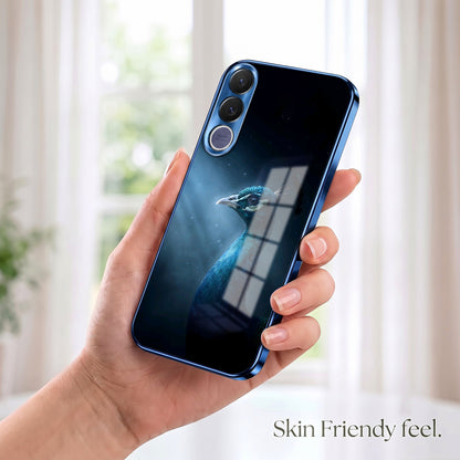 Vivo V70 FE 5G Royal Peacock Blue Electroplated Glass Phone Back Case