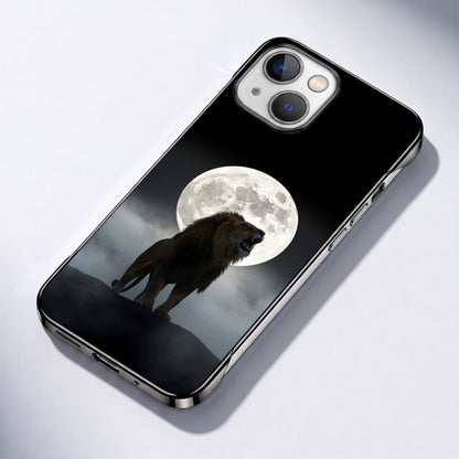 iPhone 15 5G Lunar Lion Black Printed  Frameless Back Case
