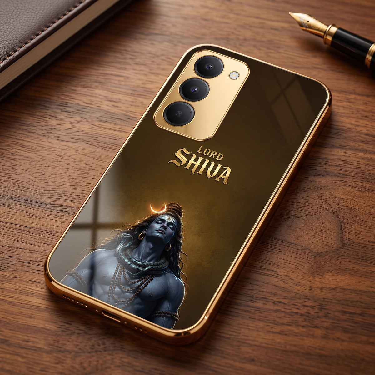 Redmi 15 5G Lord Shiva Gold Electroplated Glass Phone Back Case