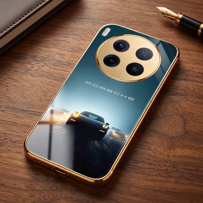 Vivo X300 Pro 5G Porsche Luxury Gold Electroplated Glass Phone Back Case