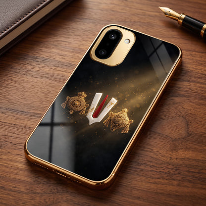 OnePlus 15R 5G Royal Heritage Edition Gold Electroplated Glass Phone Back Case