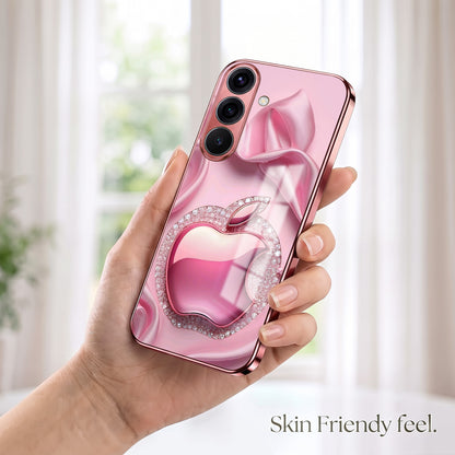Samsung Galaxy A56 5G Luxury Apple Logo Pink Electroplated Glass Phone Back Case