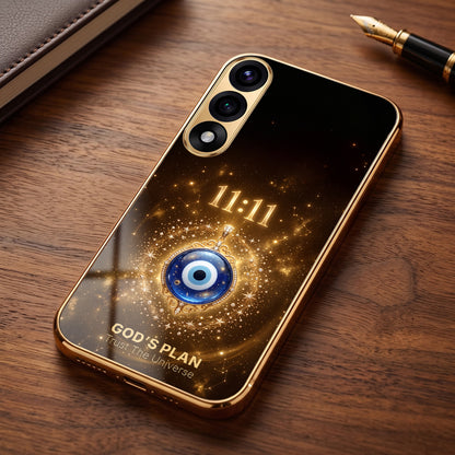OnePlus Nord 5 5G God’s Plan Evil Eye Gold Electroplated Glass Phone Back Case