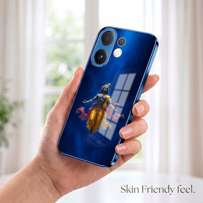 Vivo V60 5G Lord Krishna Blue Electroplated Glass Phone Back Case